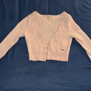 Guess Women's Light Pink Ribbed Cropped Cardigan